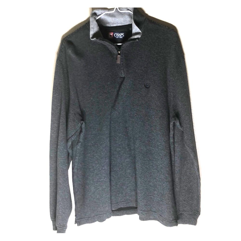 Chaps Men’s black and grey stripe sweater like new